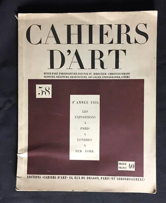 CAHIERS D’ART, 5-8 9e anne 1934 paris london and new york rare art journal - Image 1 of 4