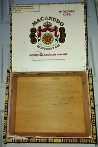 MACANUDO Wooden Cigar Box Montego Y Cia Hyde Park Cafe Empty Vintage Used - Picture 1 of 16
