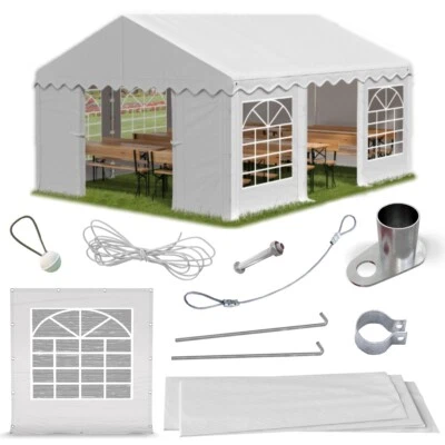 Partyzelt 6x6 Pavillon Bierzelt Festzelt Gartenzelt weiß PE - Bild 1 von 4