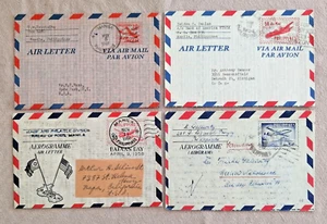 PHILIPPINES lot 4 aerogram covers 1949-58, Bataan day, 1 slogan cancel Boy Scout - Picture 1 of 4