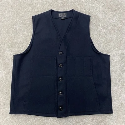 CC FILSON Garment 100% Wool Mackinaw Vest Navy Blue Men's Size XL MADE IN USA - Image 1 of 4