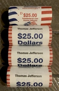Lot 4 - 2007 Thomas Jefferson Presidential 1 $ One Dollar Münze ungeöffnete Rollen - Bild 1 von 1