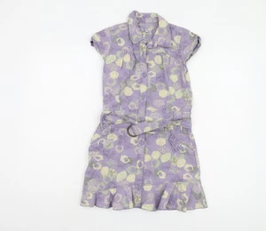 Matalan Girls Purple Floral Shirt Dress, Size 8-9 Years - Picture 1 of 12