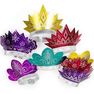 ASSORTED COLOR PRINCESS  GLITTER PAPER TIARAS (18) ~ Party Supplies Favors - Picture 1 of 1