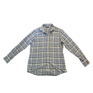 Men L Proper Cloth Jackson Washed Light Blue and Sky Country Plaid Button Shirt - Picture 1 of 6