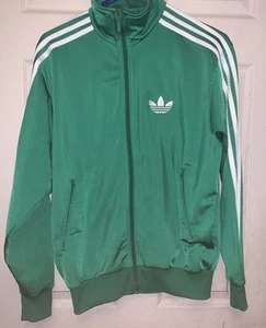 VTG Y2K Adidas Firebird Three Stripes Green Classic Zip Jacket - Size Small - Picture 1 of 11