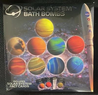 RMS INTERNATIONAL LTD NASA Solar System Bath Bomb Gift Set with Planet Fact Cards – 9-Piece, 315g