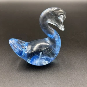 Vintage Swan Duck Paperweight Figurine 3” cobalt Blue Hand Blown Art Glass - Picture 1 of 8