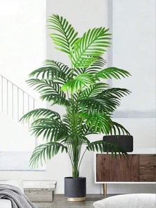 Große Kunstpflanze Palme für Wohnzimmer Deko 120 cm 24 Blätter ohne Topf - Bild 1 von 20