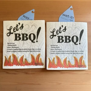 Wet-It Swedish Dishcloth Set of 2 Let's BBQ Dish Cloths Ecofriendly Barbecue NEW - Picture 1 of 3