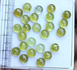 25 Pc Natural Peridot 6 mm Round Cabochon Sparkling Loose Untreated Gems 29.8 CT - Picture 1 of 4