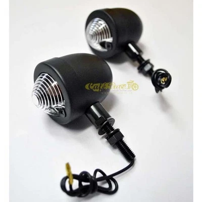 Blinker Bullet Schwarz Stab Mittel Länge 2pz cafe racer Custom Bike Bobber - Bild 1 von 2