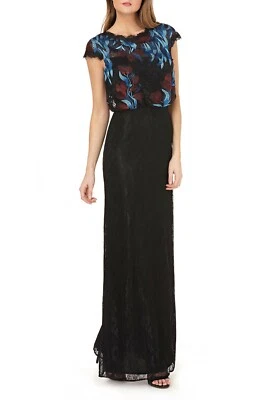 JS COLLECTIONS Black Red Blue Floral Embroidered Lace Blouson Maxi Gown Dress 6 - Image 1 of 3
