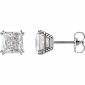 2.00 Ct. H/SI1 GIA Certified Princess Cut Diamond Stud Earrings 18K WG Push Back - Picture 1 of 1