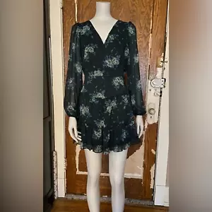 CITY STUDIO Green Floral Long Sleeve V-Neck Dress sz XS (NWT) - Picture 1 of 11