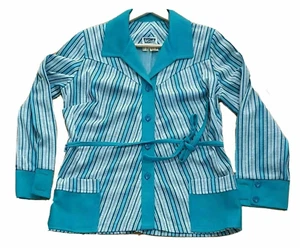 H FRISCH Sydney Designer Label Vintage BNWT Women Button Belted Blouse Top 14 - Picture 1 of 6