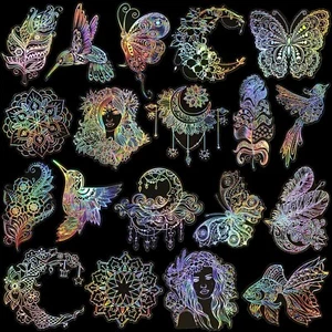 80 pcs Large Size Holographic Glitter Iridescent Transparent Resin Sticker decal - Picture 1 of 10