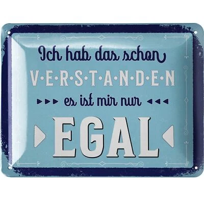 LANOLU Retro Blechschilder Sprüche lustig IST MIR EGAL Büro Deko Werkstatt 15x20cm