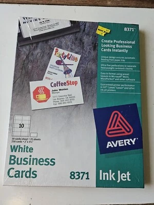 Avery 8371 - 250 Cards - 2 x 3.5 White Inkjet Business Cards - Image 1 of 4