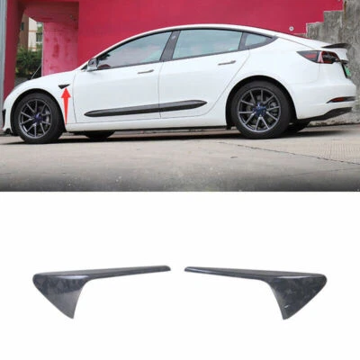 Para Tesla Model X S 2012-2021 Forge câmera de fibra de carbono guarnição de decoração de para-lama lateral - Imagem 1 de 4