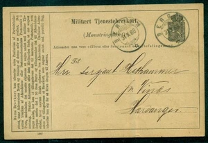 NORWEGEN 1888 Militärkarte gebunden Bergen an Harvanger, sehr schön - Bild 1 von 1