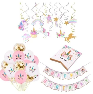Happy Birthday Unicorn Party Decorations Balloons Banner Streamers Baby Shower - Picture 1 of 8