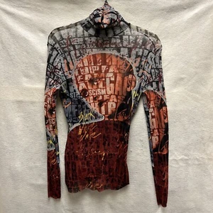 Jean Paul Gaultier Top Damen L Fight Racism Mesh Rollkragen Vintage 1990er - Bild 1 von 6
