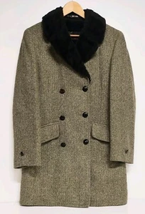 Vintage McGregor Wolle Tweed Herringbone Kunstfell Herren 36 Mantel Jacke Kleidung - Bild 1 von 15