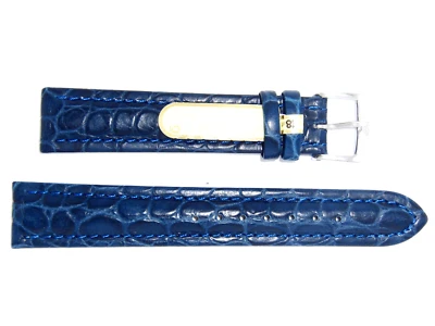 DI-Modelo Cuero de Becerro Genuino Croco 18 mm AZUL Correa de Reloj "Luxor Impermeable" Foto 1 de 3