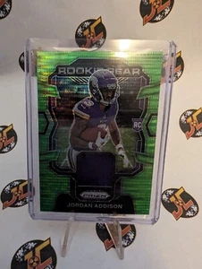 Jordan Addison Rookie Jersey Patch NEON GREEN PULSAR Prizm RC 2023 Panini #RG-JA - Picture 1 of 2
