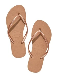 Victoria secret/havaiana's flip flops NEW SIZE small 5/6 Rose gold - Picture 1 of 5