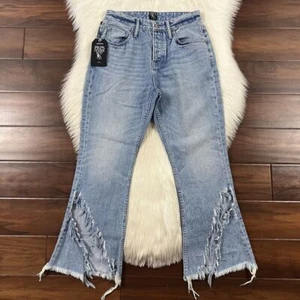PRPS Women's Size 27 Lighter Wash Split Frayed Leg Cropped Denim Jeans - Picture 1 of 10
