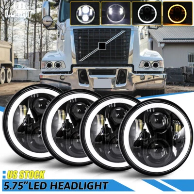 For Volvo VHD 2001-2019 4PCS 5-3/4" 5.75 Inch LED Projector Headlights Headlamp - Image 1 of 4