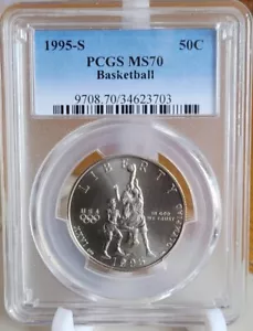 1995-S Basketball Commemorative Half Dollar, PCGS MS-70 - Picture 1 of 2