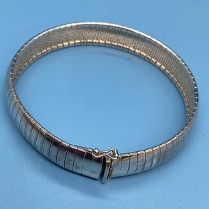 PR 925 Italy/Sterling Silver Omega Bracelet/w/Nice Guard/No Dents/1980's/VTG - Picture 1 of 13