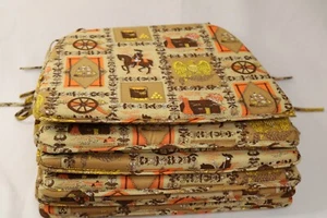 Vintage MCM 60s 70s Dining & Kitchen Chair Cushions Set of 6 Beautiful Condition - Picture 1 of 13
