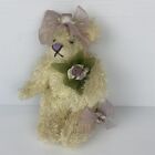 Oswald Sealy Bear Lady Cream Soft Jointed Teddy Purple Flowers Ribbon 22cm