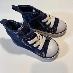 H&M Infant Tennis Shoes High Tops Blue Size 4-5 - Picture 1 of 5