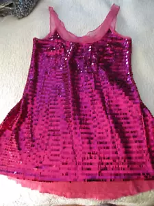 Free People Disco Fever Sequin Party Mini Slip Dress Dark Pink Size L - Picture 1 of 9