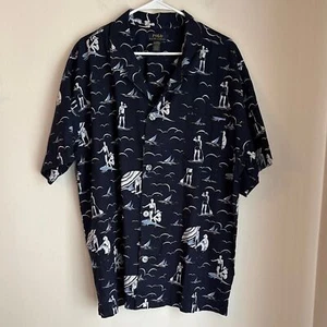 Polo Ralph Lauren Men Woven Beach Pajama Top Casual Button Down Nautical size XL - Picture 1 of 11