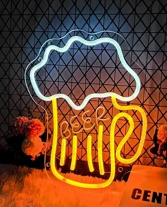 Krug Bier offen Leuchtreklame Neon Bar Schild Wanddeko 14”x12” - Bild 1 von 1