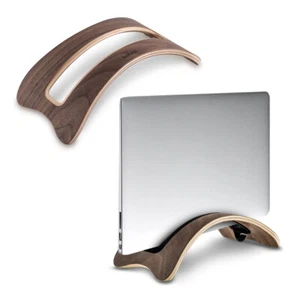 Support vertical design pour ordinateur portable PC tablette en bois de noyer - Photo 1/8