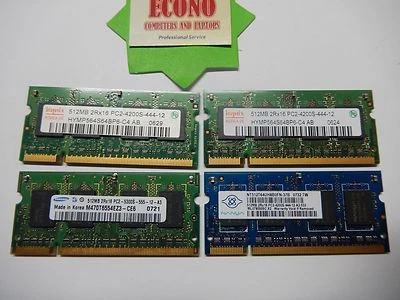 2GB (4X512MB) PC2-4200S DDR2 Laptop Memory RAM Mixed Brands  - Image 1 of 2