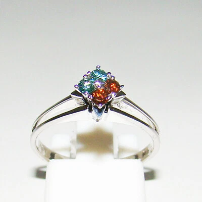 Ring Weißgold 585er rostbraune Rubine Aquamarin 14 kt Edelsteine - Bild 1 von 4