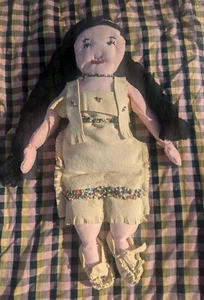 Antike Indianer Indianer Puppe Perlen Wildleder Souvenir Vintage Handarbeit Stoff - Bild 1 von 17