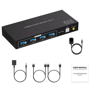 2x1 HDMI 4K 120Hz 8K USB3.0 KVM Switcher 2 In 1 Out For 2 Computers 1 Monitors - Photo 1/8