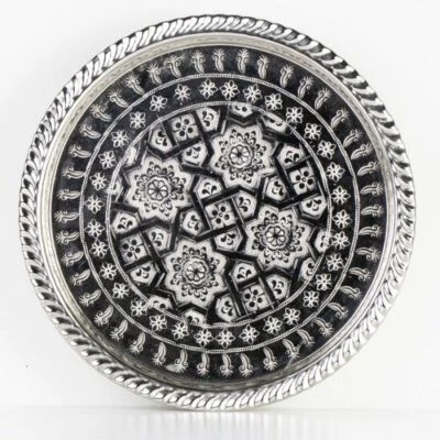 Marokkanisches Orientalisches Teetablett Tee "Fes" Ø 27 cm Silber - Bild 1 von 4