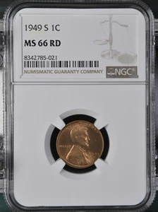 1949 S NGC MS 66 RD United States / American Lincoln Wheat Cent. - Picture 1 of 2