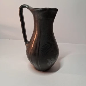Black Pottery Clay Hand Made And Signed Pitcher Made In Hungaria 2006 - Picture 1 of 24