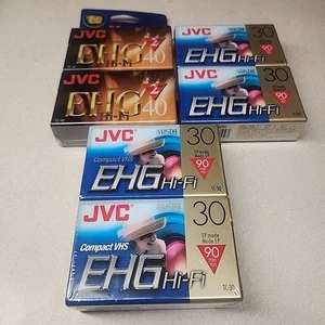 6 PACK JVC VHS Compact 90 Minute Video Cassette Tape TC 30 EHG New Sealed Hi-Fi - Picture 1 of 3